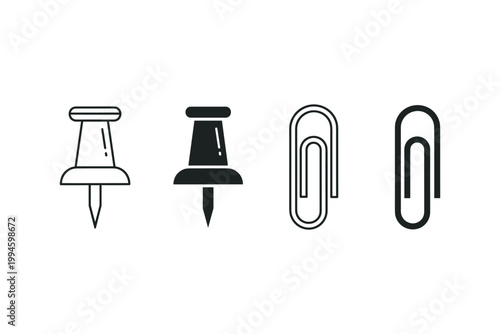 Pushpin and Paperclip Icons
