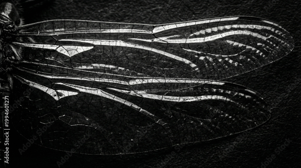 Fototapeta premium Graphic Bee Wings Macro Symmetrical Vein Pattern. Bold centered composition highlighting intricate wing vein geometry in energetic high-contrast detail