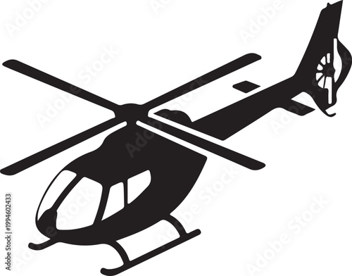 Black helicopter icon, helicopter silhouette, aircraft symbol, aviation logo, vector graphic
