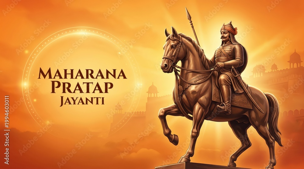 Fototapeta premium Maharana Pratap Jayanti celebration background.