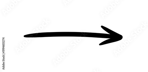 Simple hand-drawn black arrow symbol pointing right, indicating direction, movement, or next step in a minimalist graphic design