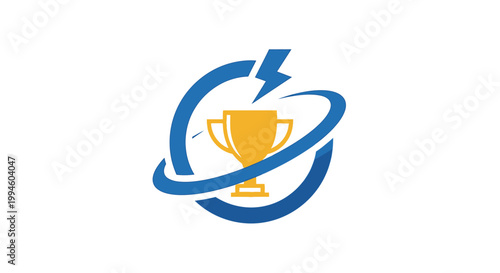 Tableau sur toile Golden Trophy with Blue Swirl.