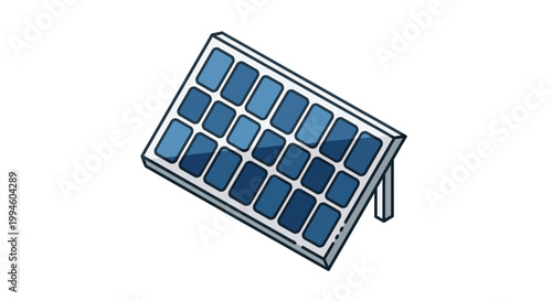 Illustration of a solar panel generating clean energy on a white background