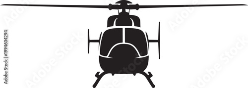 Black helicopter icon, silhouette helicopter, aircraft symbol, vector illustration