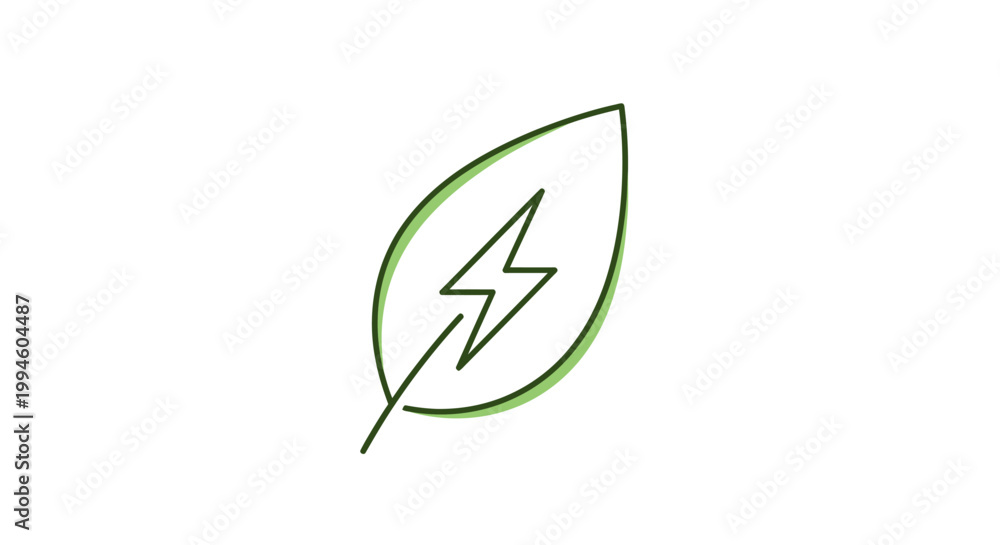 Obraz premium Green leaf with lightning bolt.