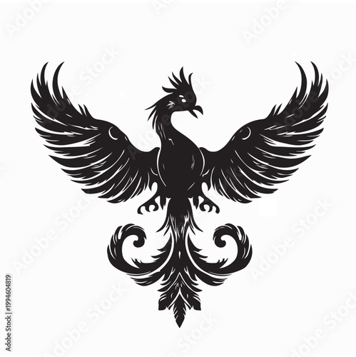 Phoenix Bird Symbolizing Rebirth and Rising Vector Illustration