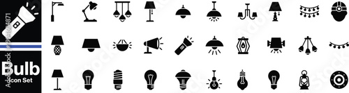  light bulb icon set. Creative, generating idea, solution , knowledge, lamp