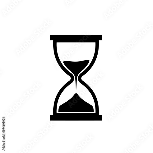 Black and White Hourglass Icon Symbolizing Time and Deadlines.
