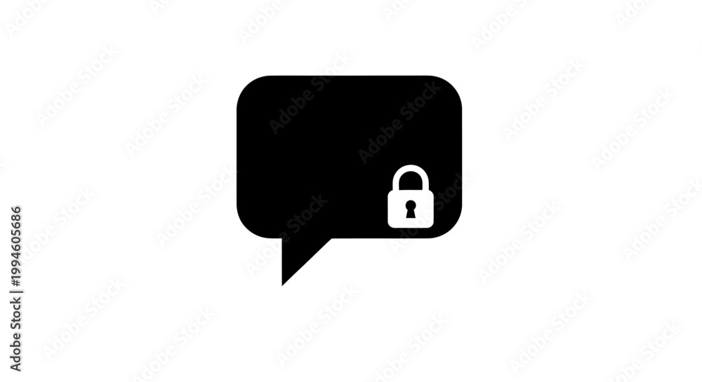 Naklejka premium Locked Chat Speech Bubble Icon.