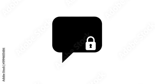 Locked Chat Speech Bubble Icon.