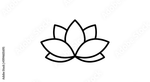 Lotus Flower Simple Line Art.