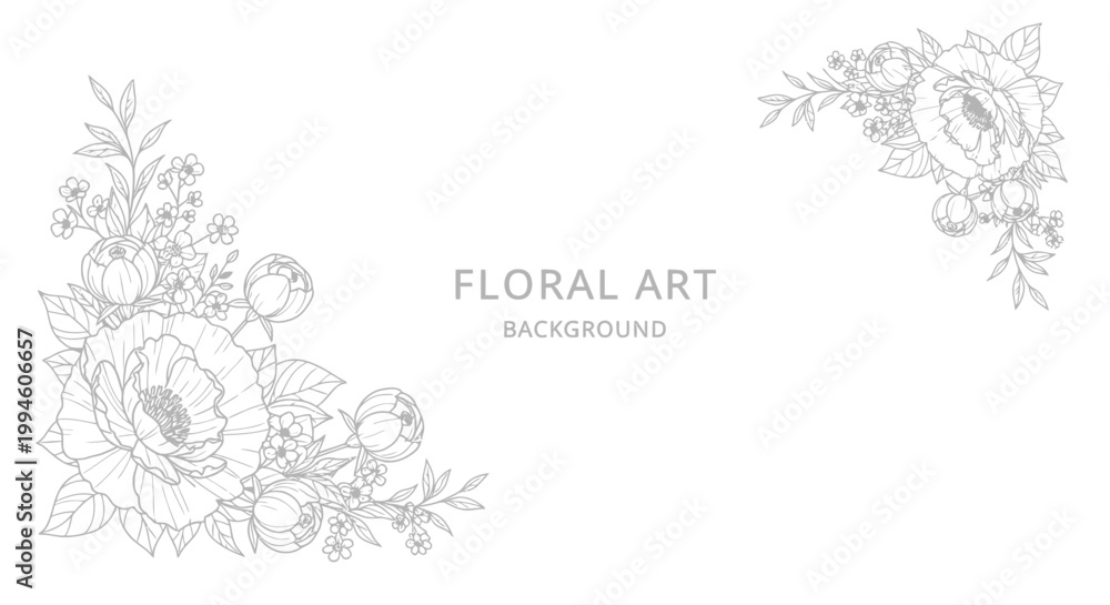 Obraz premium Elegant Floral Art Background with Delicate Peony and Rose Illustrations