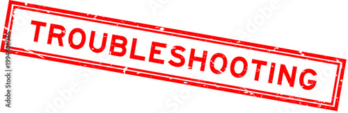 Grunge red troubleshooting word square rubber seal stamp on white background