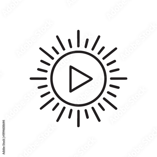 A vector illustration of a video player with a volume knob and buttons featuring a sunny yellow flower circle pattern and web icon design symbol for summer weather business art