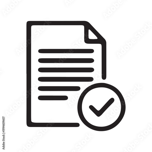 Document, Checklist, Approved, Icon, Line Style, Vector