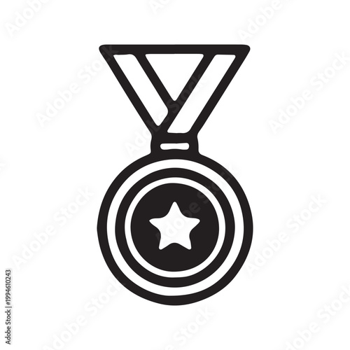 Award medal icon, winner badge symbol, star prize emblem, achievement logo
