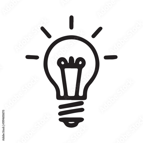 Black light bulb icon, idea symbol, creative inspiration, innovation sign