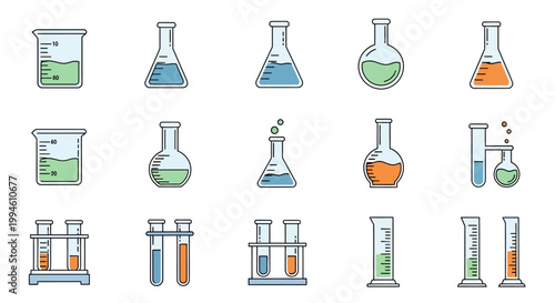 Vector illustration of laboratory glassware representing science and experimentation