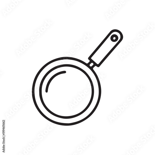 Magnifying glass icon, line style, black and white, simple illustration, search tool symbol, vector graphic