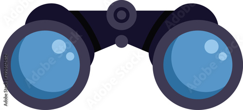 Binoculars illustrating concept of searching, discovery, long distance vision, and observation