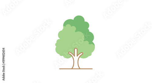 Minimalist tree illustration with a soft green canopy set against a white backdrop