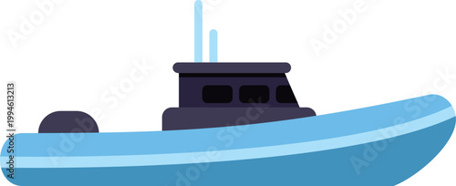 Blue motor boat navigating the ocean for travel and marine transportation