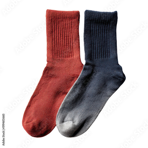 Pair of Ribbed Knit Socks in Burnt Orange and Charcoal Grey Side by Side burntorange