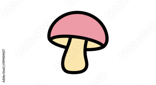 Pink Mushroom Cartoon Illustration Closeup.