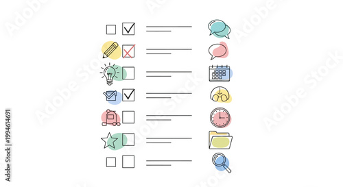 Colorful Checkmark and Icon Buttons.