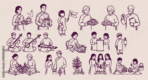 Global community and cultural unity, diverse ethnic groups and families, international cooperation and peace illustration, multicultural people and heritage doodles, global friendship and connection v