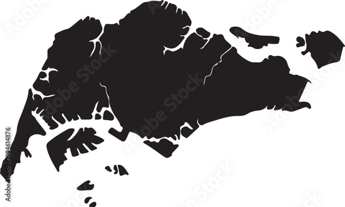 Singapore Map Silhouette Southeast Asia Country Geography Vector Illustration