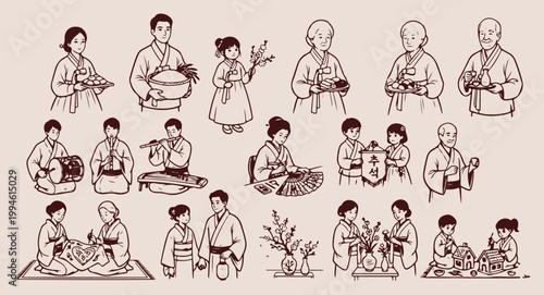 Indian village life and farming set, traditional rural agriculture illustration, ethnic farmer and community doodles, rural family and nature collection, indian countryside lifestyle vector art, hand 