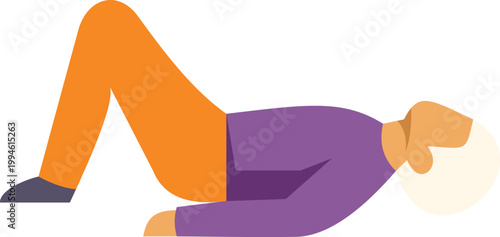 Senior man lying on his back, bending knees for stretching and recovery