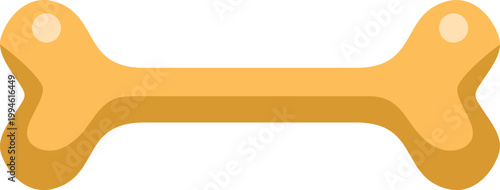 Simple yellow bone icon showing a treat for domestic animals on white background