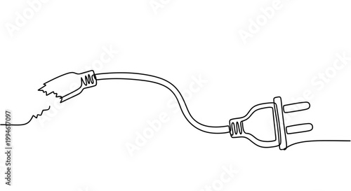 Broken Power Cord and Plug - Disconnected Electricity Symbol