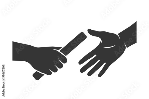 バトンを渡す手のシルエットアイコン