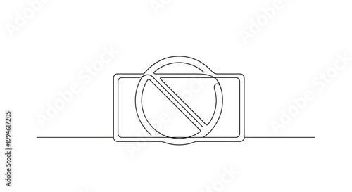 No Camera Symbol, Prohibition Sign, Forbidden Photography Icon, Line Art