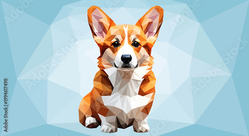 Adorable Pembroke Welsh Corgi dog sitting and looking forward.