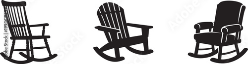 Rocking chair silhouette icon set, modern furniture vector EPS for home interior design projects.