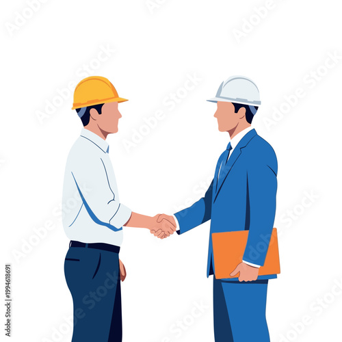 Business partnership two professionals shake hands in a modern illustration