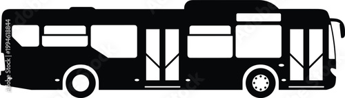 City bus silhouette side view representing public transport, urban mobility, transportation system, travel, commute, modern vehicle, passenger service and infrastructure concept illustration