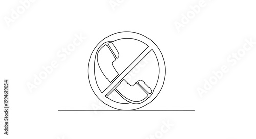 No Phone Symbol Line Art Icon: Prohibition of Communication