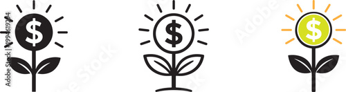 Capital gains and investment returns icon set, finance growth symbols, clean vector EPS design.