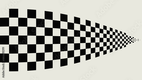 A visually striking digital artwork features a receding tunnel of alternating black and white squares creating a strong perspective illusion high quality professional detailed modern elegant