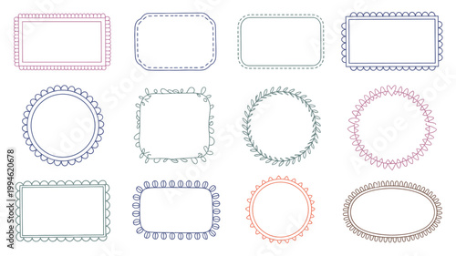 A collection of various hand drawn frames and borders in different shapes and colors perfect for scrapbooking or design projects high quality professional detailed modern elegant