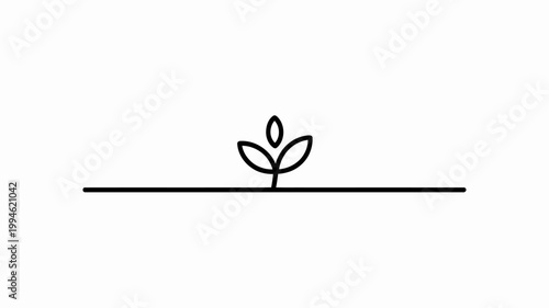 A minimalist illustration depicts a delicate sprout emerging from a simple horizontal line representing growth and new beginnings high quality professional detailed modern elegant stylish clean