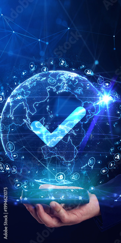 Standard quality control. Certification. Business, technology, internet and networking concept.