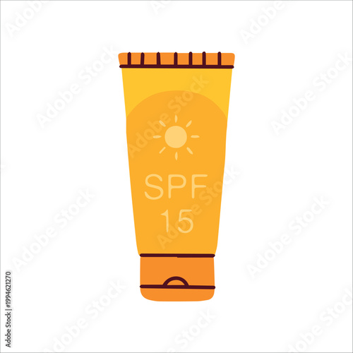 Compact orange sunscreen tube with SPF 15 for daily facial application. Helps in preventing premature aging and maintains a healthy skin barrier against ultraviolet radiation.