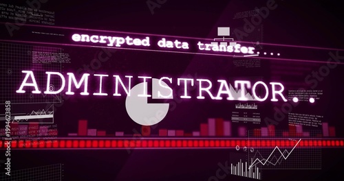 Dominating ADMINISTRATOR pulsing across center in digital dashboard, showing pie-chart progress bar