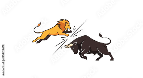 Lion vs Bull - Fierce Animal Confrontation